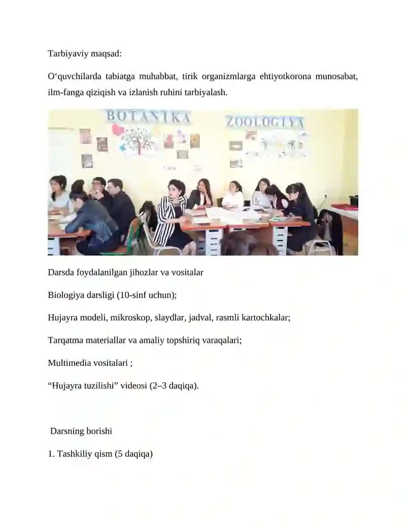 BIOLOGIYANI O`QITISH METODIKASI 2