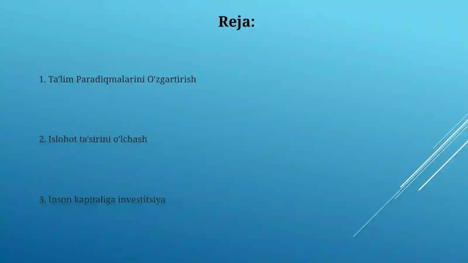 O'zbekiston Respublikasida ta'lim sohasidagi islohotlar 2