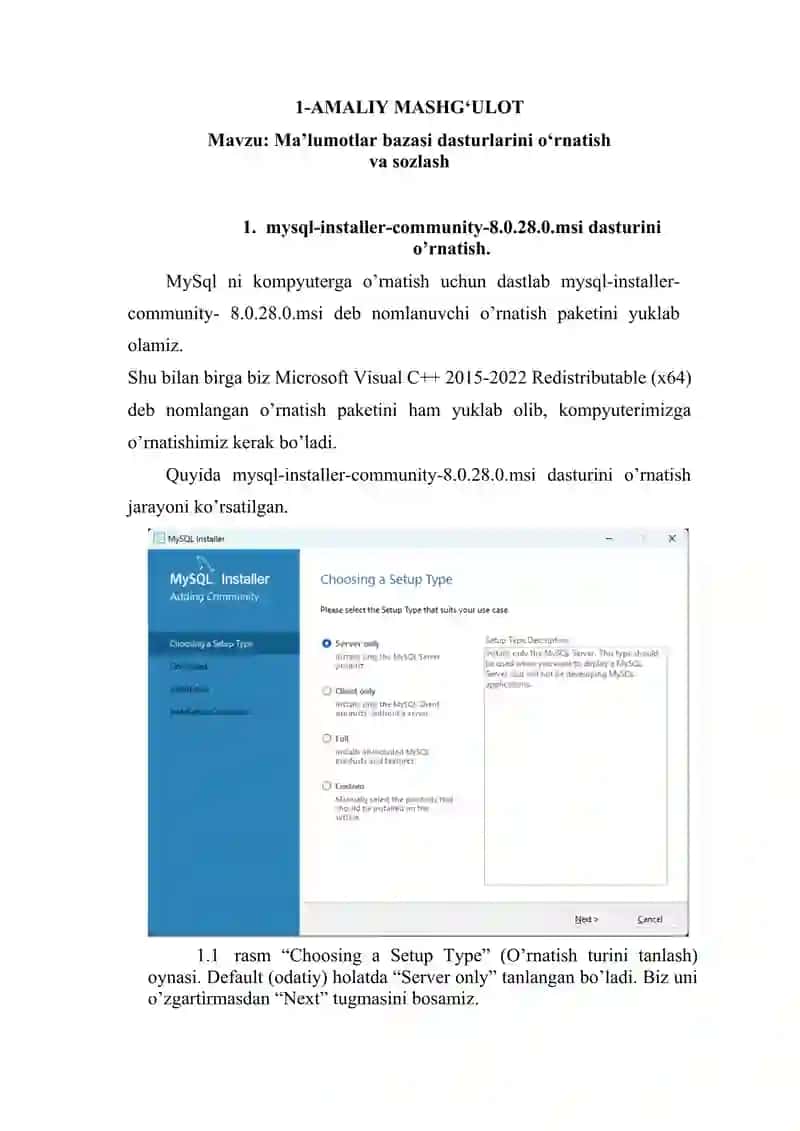 Ma’lumotlar bazasi dasturlarini o‘rnatish va sozlash 2