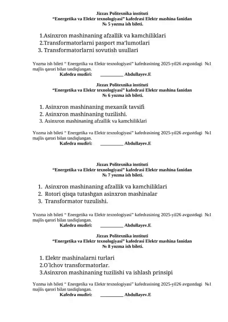 № 3 yozma ish bileti 2