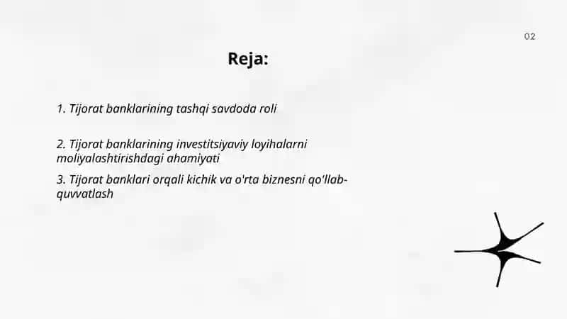 Tijorat banklarining ijtimoiy-iqtisodiy rivojlanishidagi o'rni 2