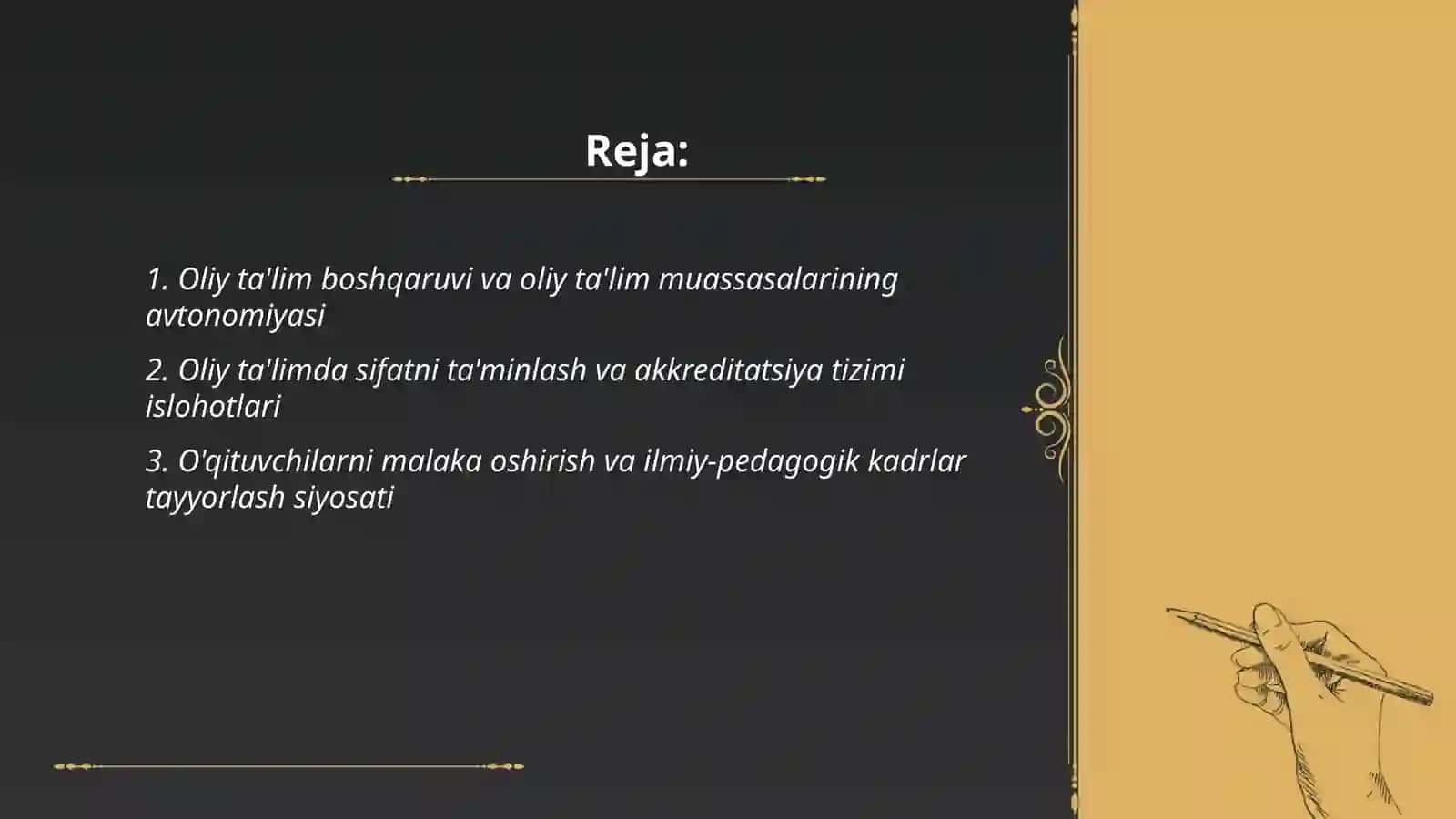 Oliy ta'lim sohasidagi islohotlar va istiqbollar 2