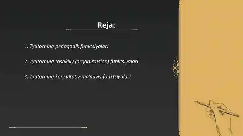 Tyutorning funksiyalari klassifikatsiyasi 2