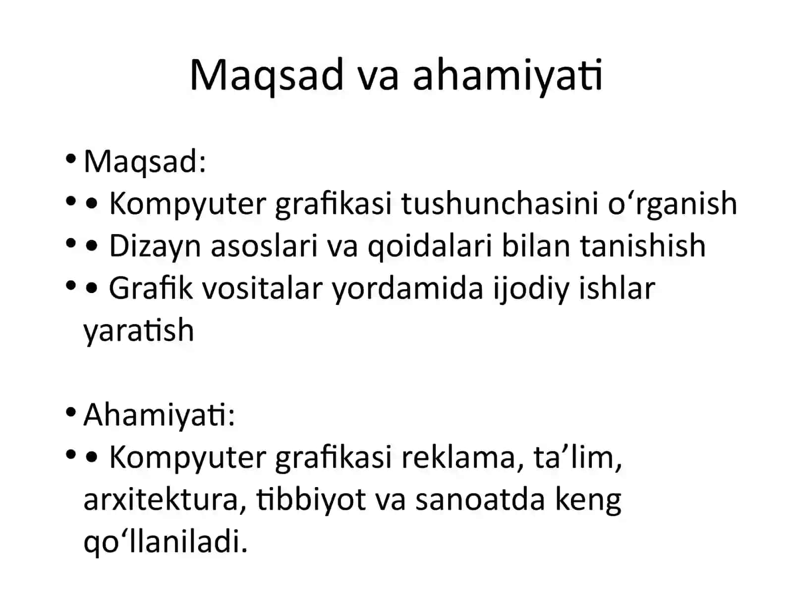 Kompyuter grafikasi va dizayn asoslari 2