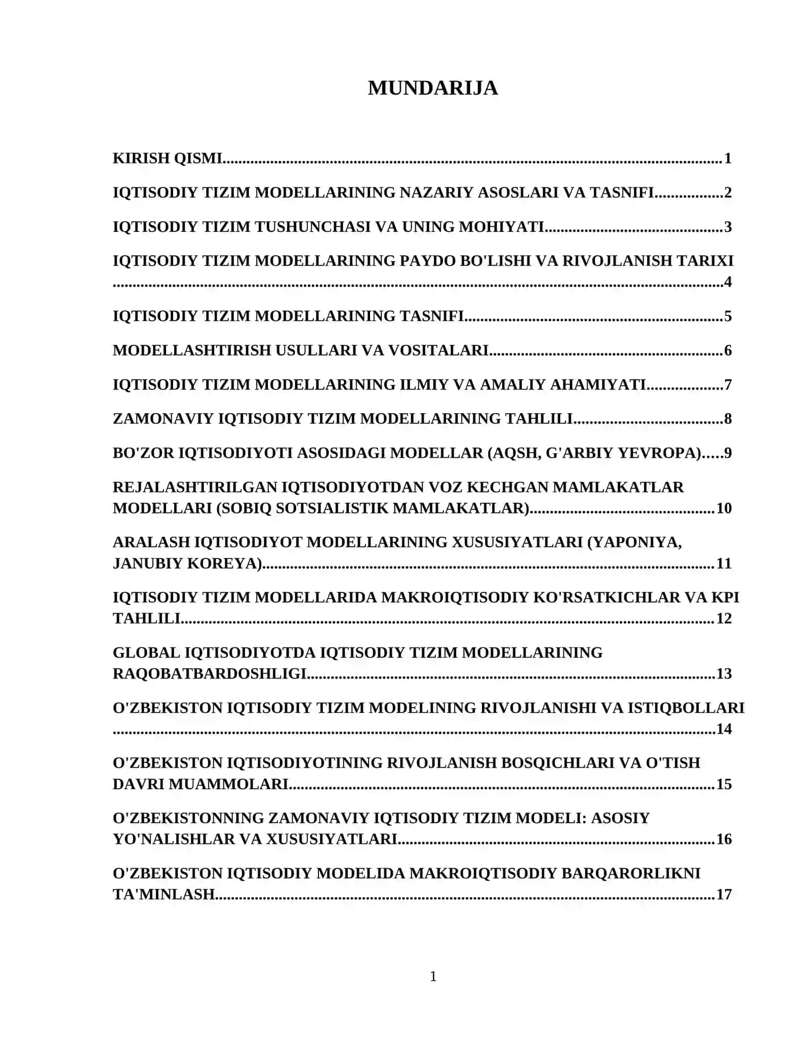 Iqtisodiy tizim modellari 2