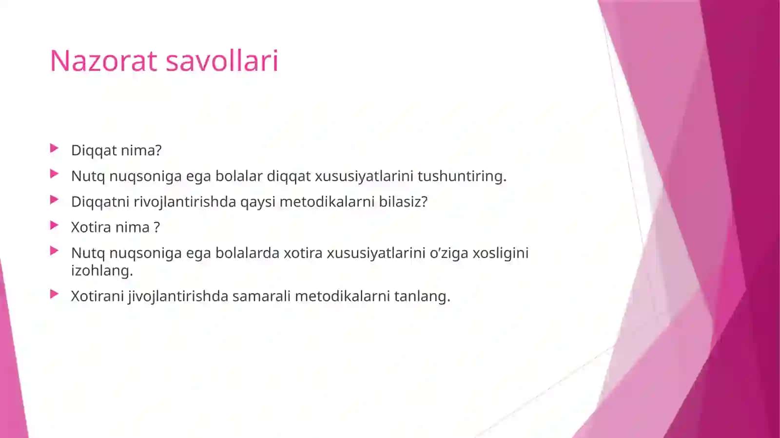 Diqqatvaxotirani tekshirish metodikasi 2