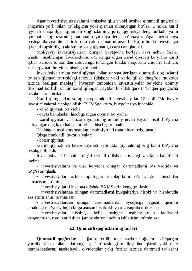 Investisiyalar hisobi 2