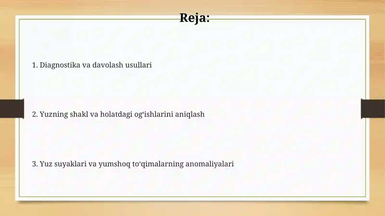 Detallar yuzlarini shakldan,joylashishdan ogʻishlari 2