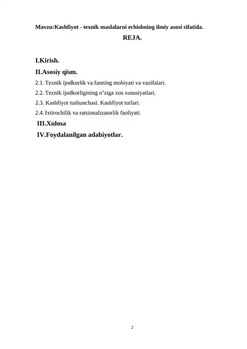TEXNIK IJODKORLIK VA DIZAYN KURS ISHI 2