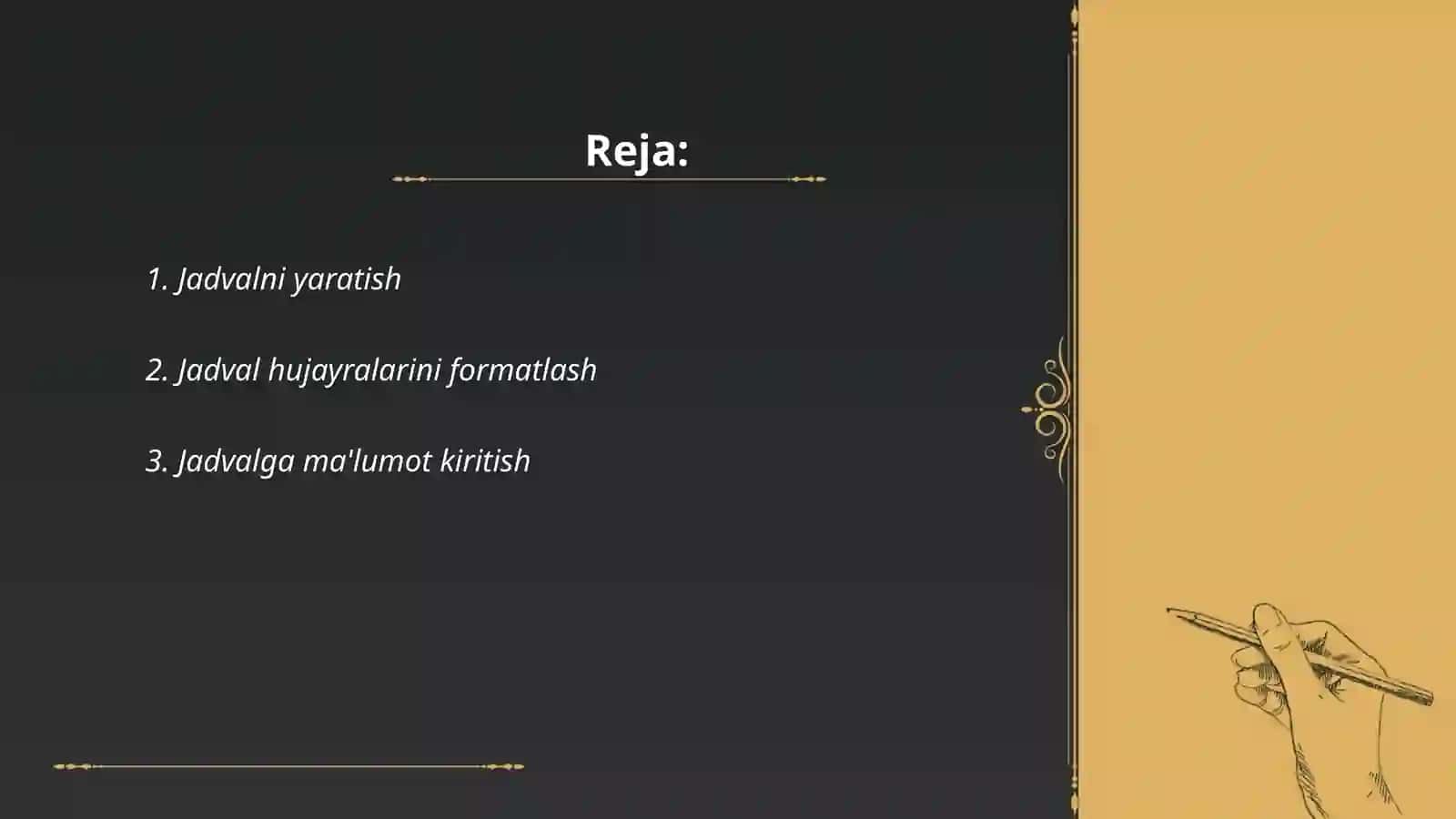Word dasturida jadvallar bilan ishlash 2