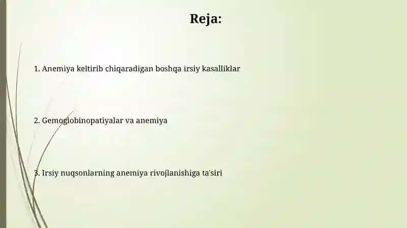 Irsiy nuqsonlarning anemiya rivojlanishga tasiri 2