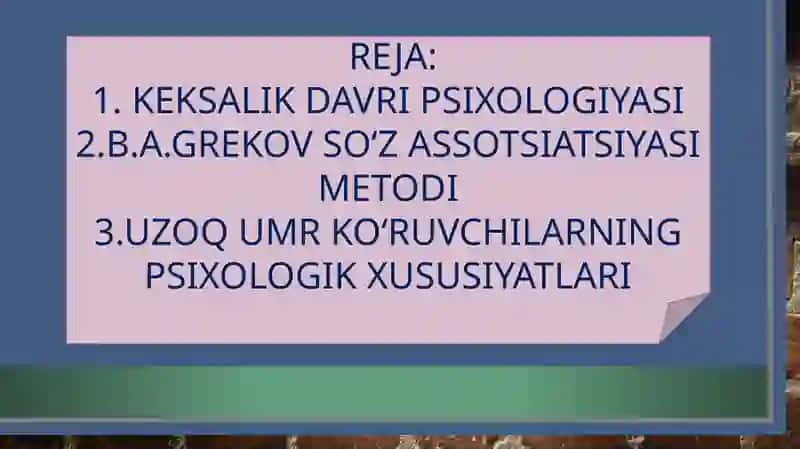 Keksalik davri psixologiyasi 2