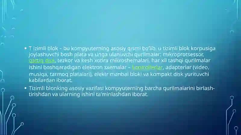 TIZIMLI BLOKNING TASHKIL ETUVCHILARI 2