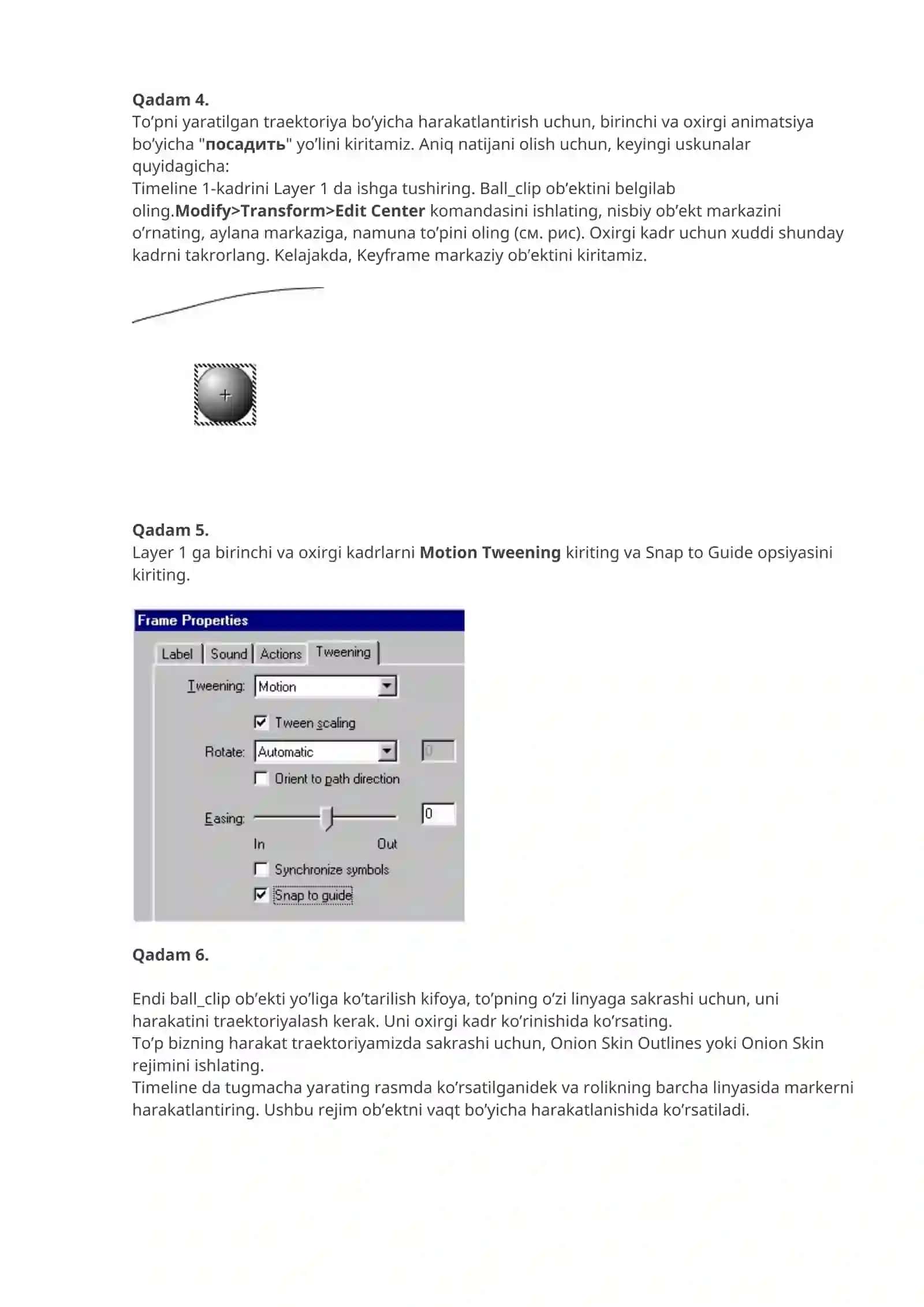 Macromedia Flash MX da rasmni harakatlanishi 2