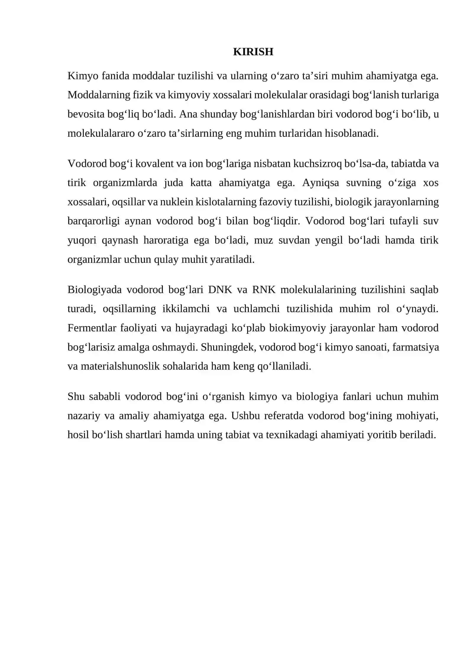 Vodorod bog‘i, uning hosil bo‘lish shartlari va ahamiyati 2