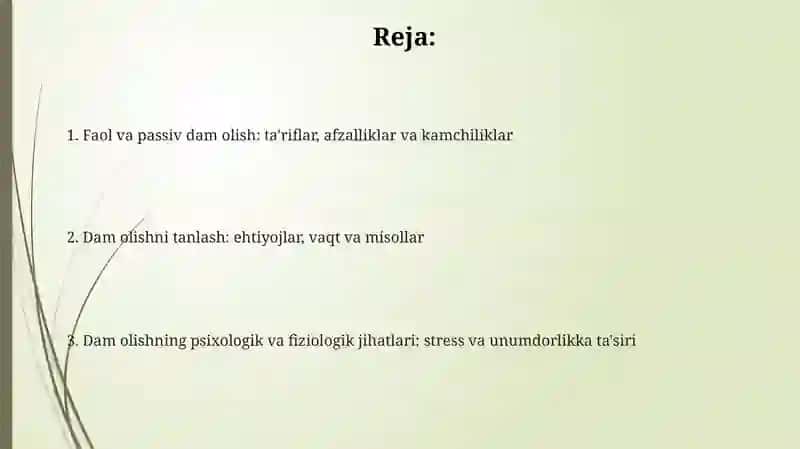 Faol vasust dam olish 2