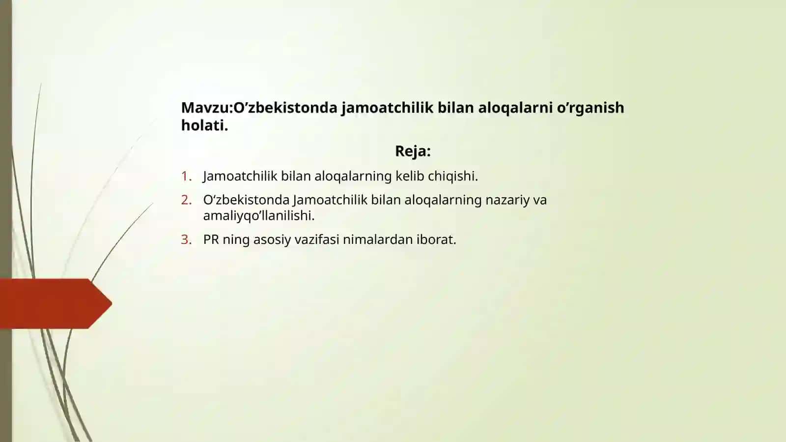 Jamoatchilik bilan aloqalarni o'rganish 2
