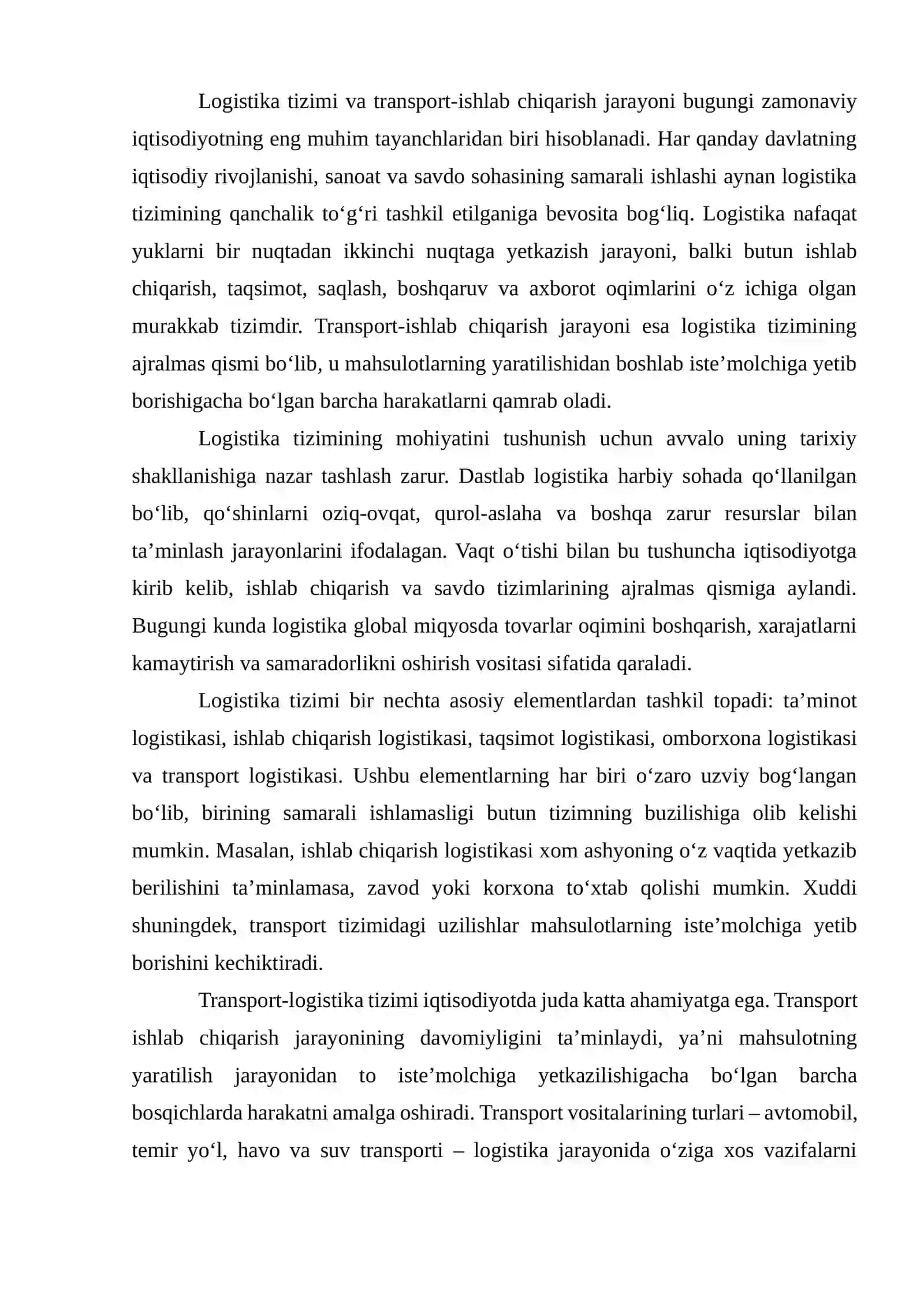 Logistika tizimida transport-ishlab chiqarishni modellashtirish 2