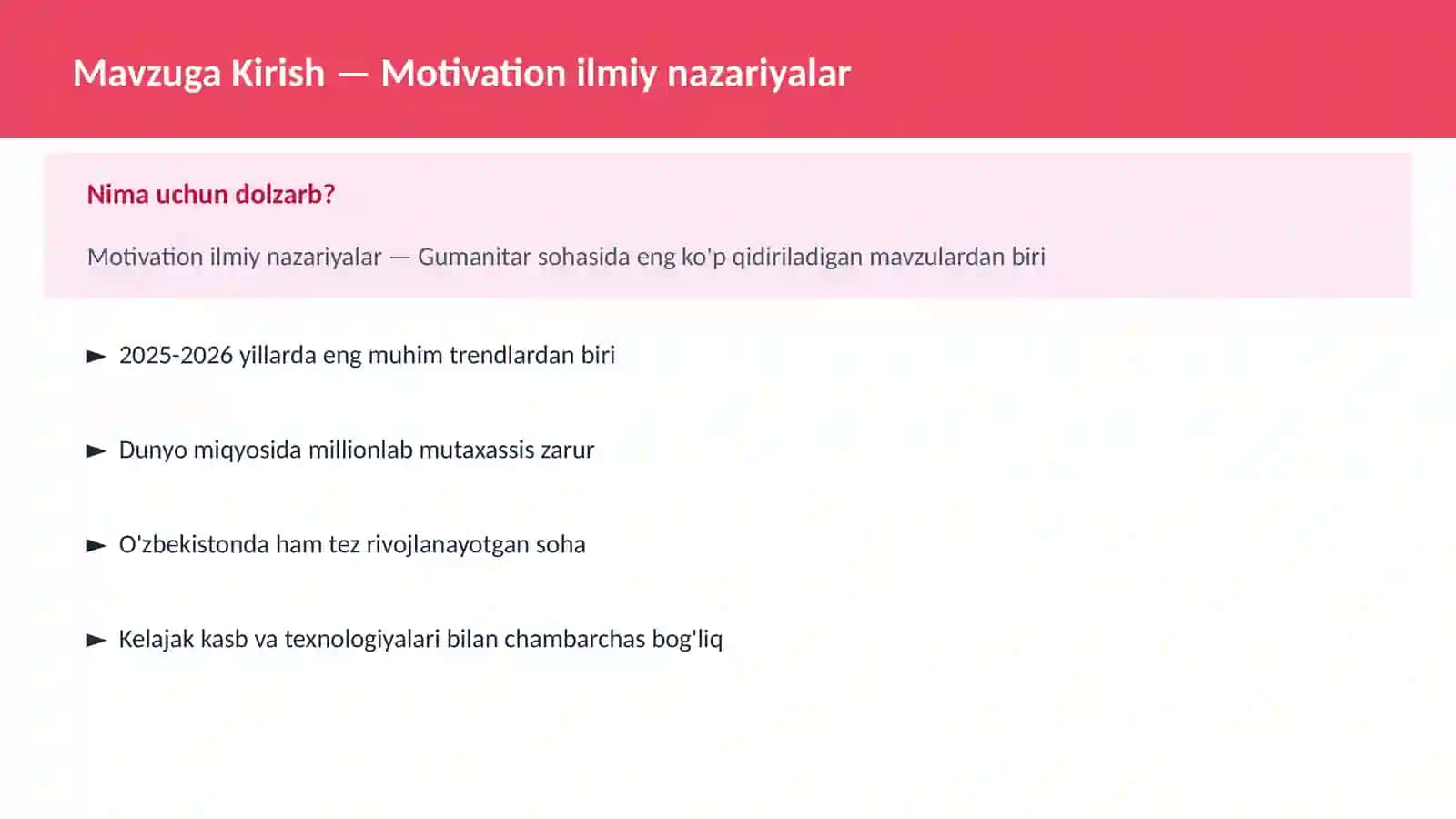 Motivation ilmiy nazariyalar 2