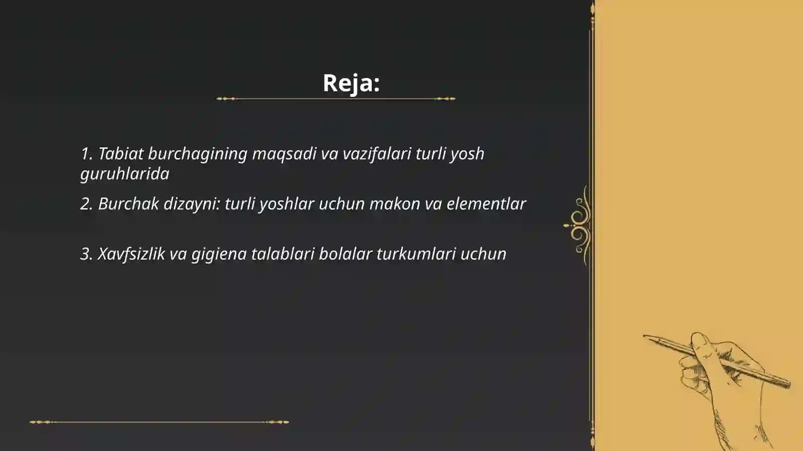 Tabiat burchagini tashkil etish va unga qóyiladigan talablar 2