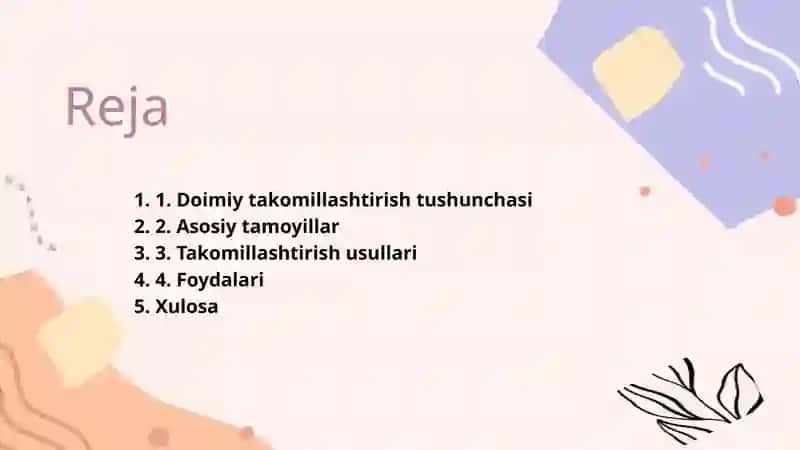 Doimiy takomillashtirish tamoyillari 2