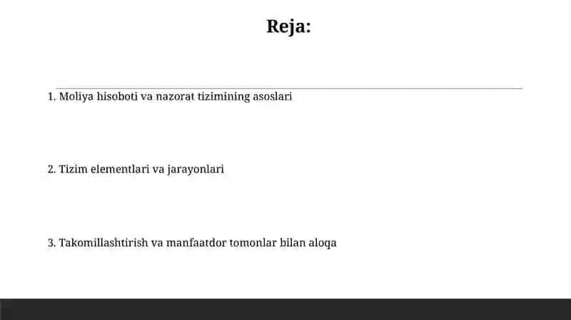 Moliyaviy hisobot va nazorat tizimi 2