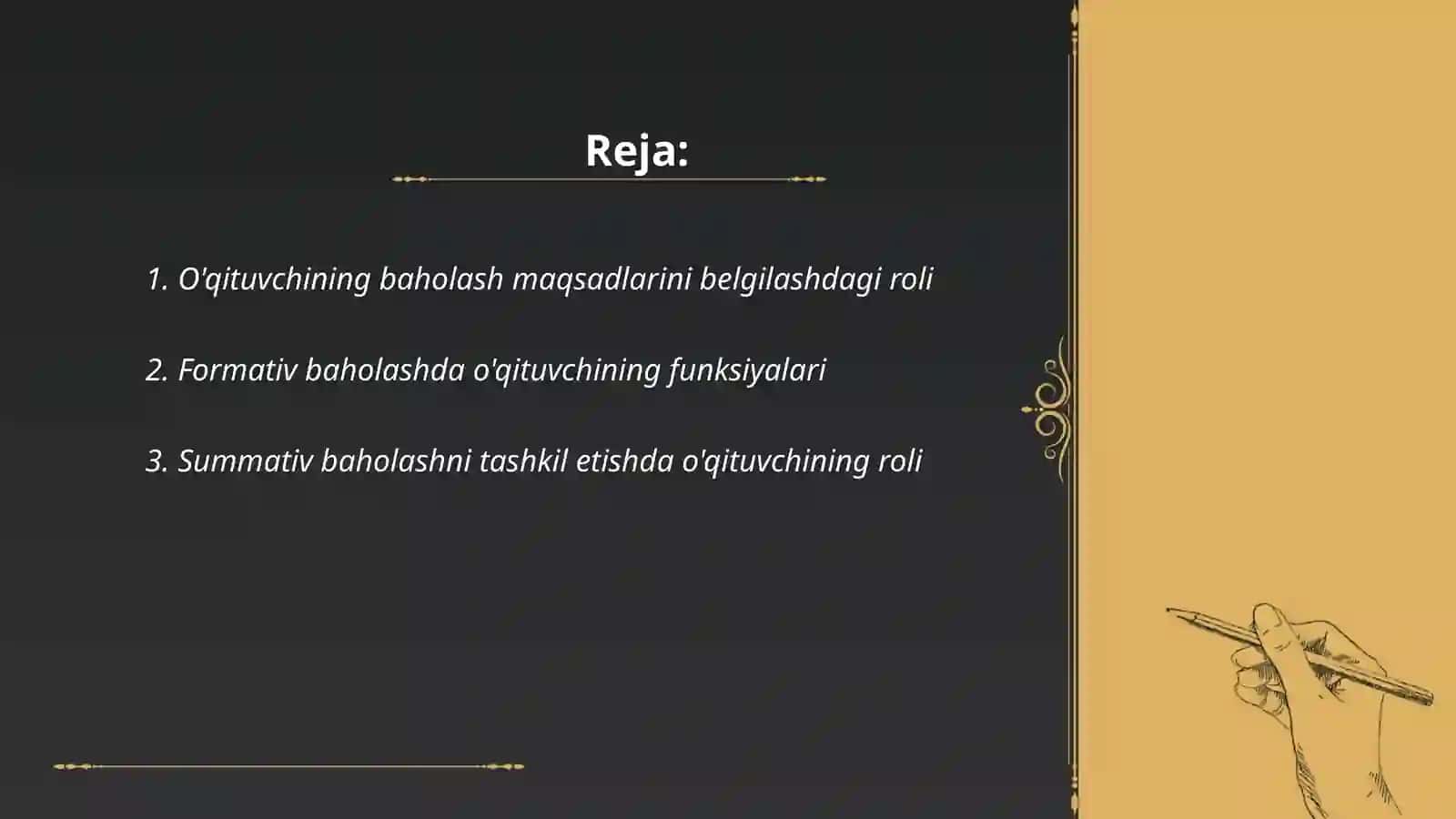 O'qituvchining baholashda o'qituvchining o'rni 2