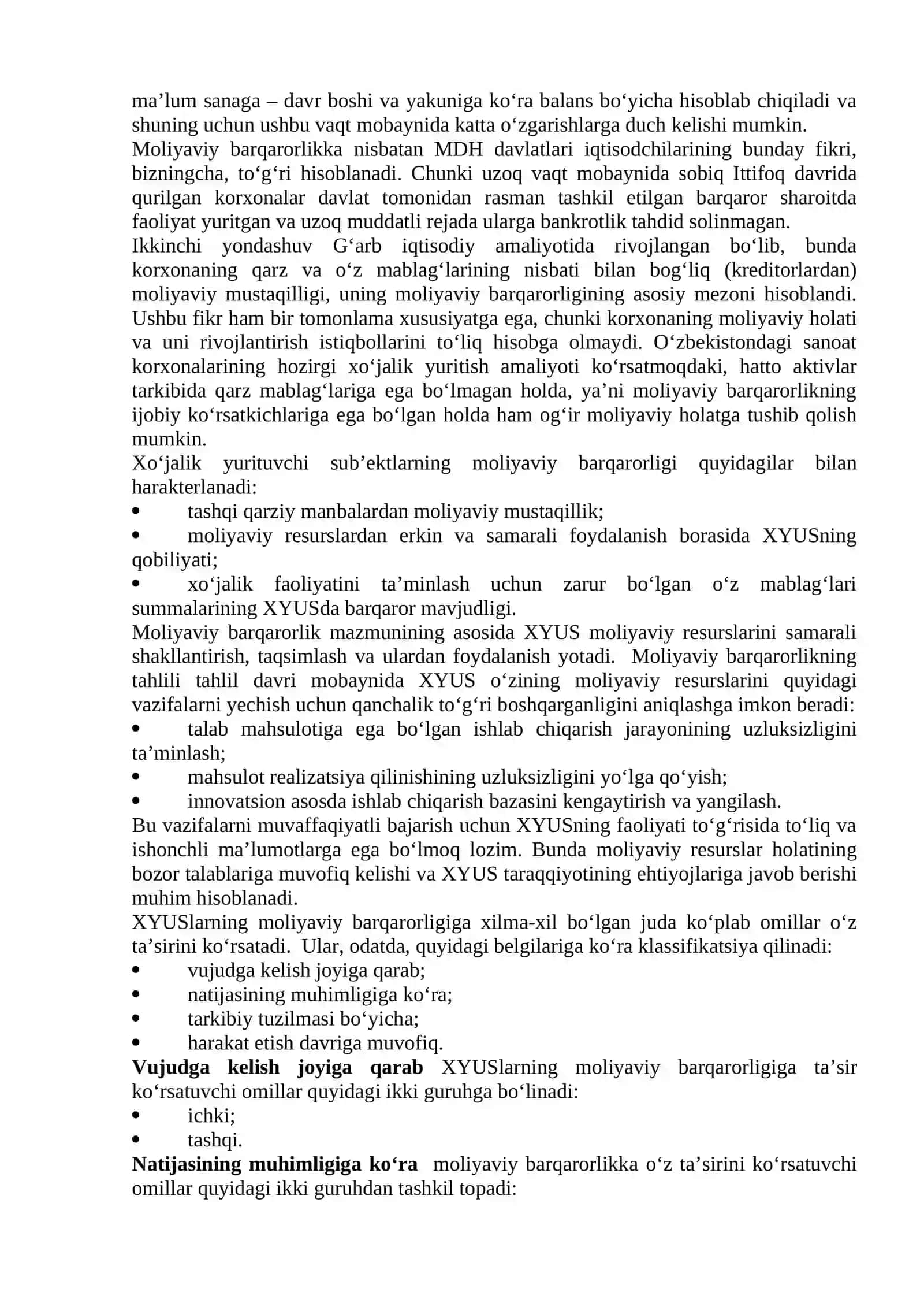 Korxonalar moliyaviy barqarorligining tahlili 2