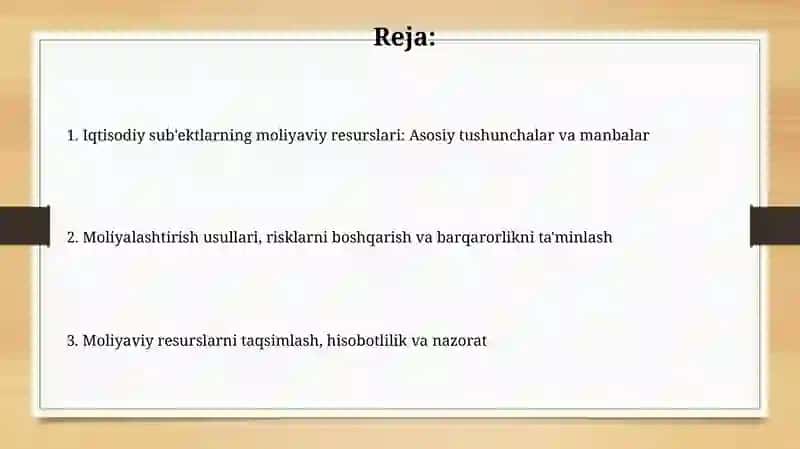 Iqtisodiy sub'ektlarning moliyaviy resurslari 2