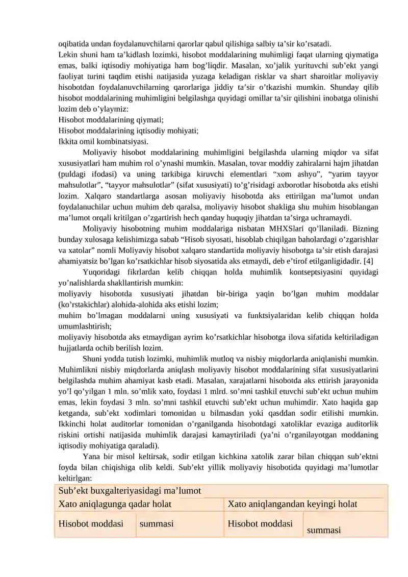 AUDITDA MUHIMLIK TUSHUNCHASI VA AUDITORLIK RISK 2