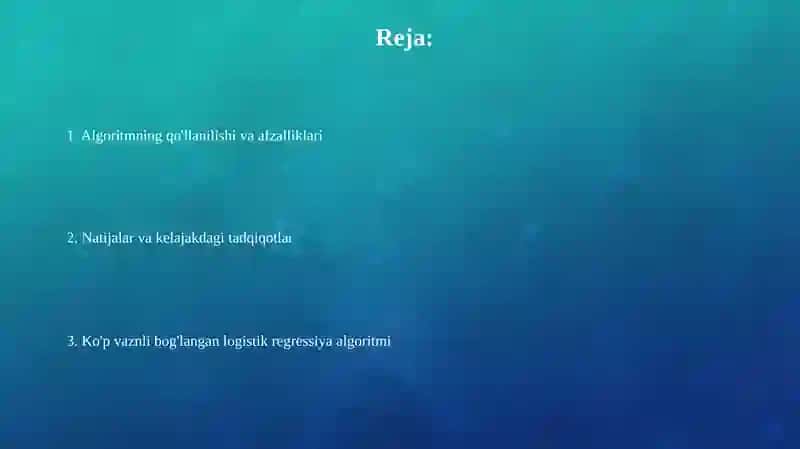 Koʻp vaznli bog'langan logistik regressiya algoritmi 2