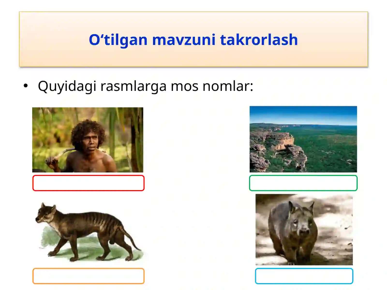 O‘tilgan mavzuni takrorlash 2