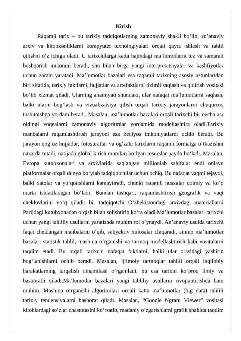 Ma’lumotlar Bazalari va Raqamli Tarix 2