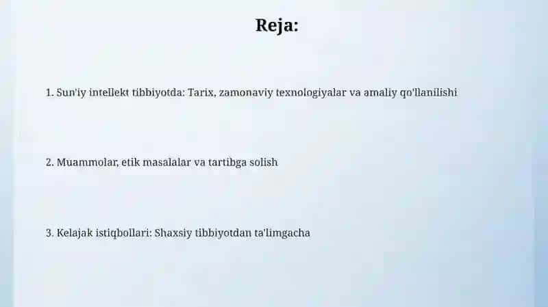 Tibbiyotda Suniy intellektdan foydalanish 2