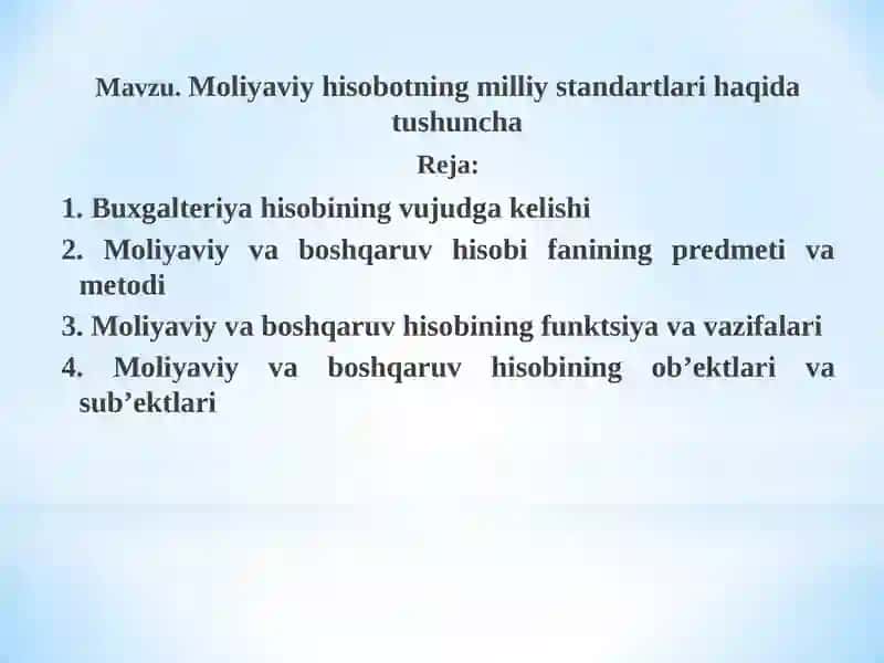 Moliyaviy hisob asoslari 2