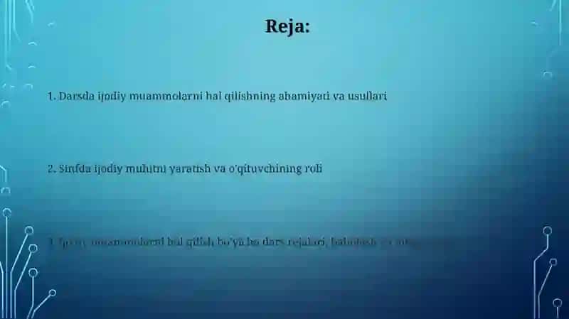 Darsdagi kreativ muammolarni hal etish 2