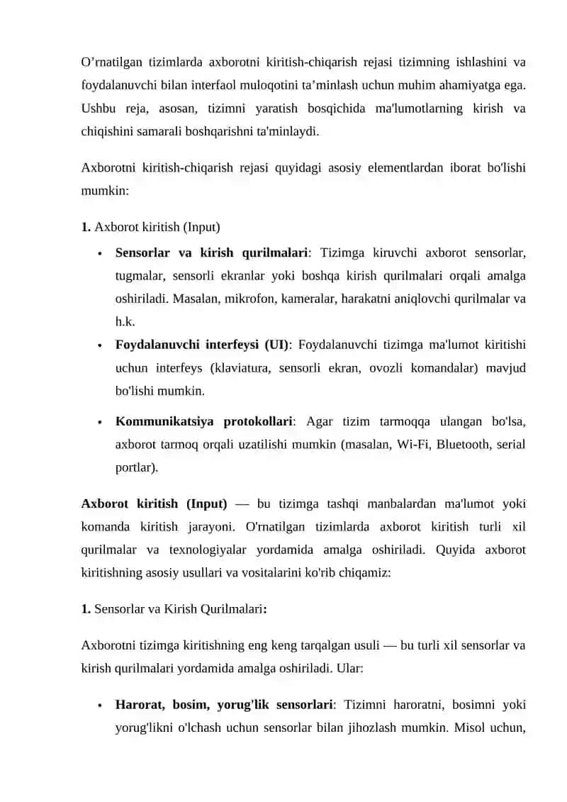 O’rnatilgan tizimlarda axborotni kiritish-chiqarish 2