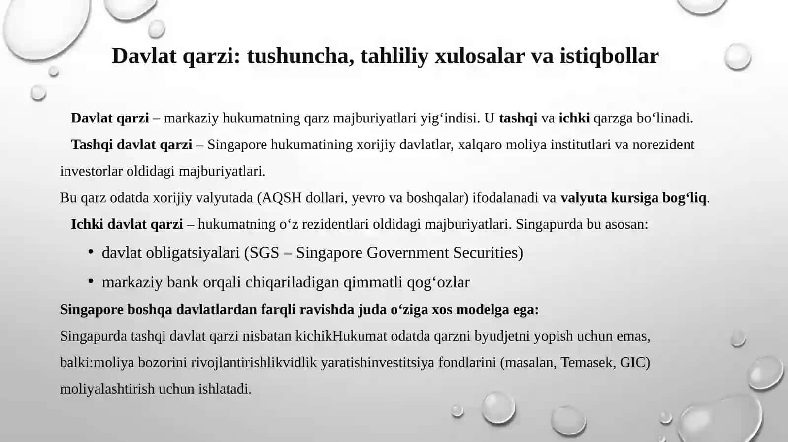 Singapur davlatining ichki va tashqi qarzi 2