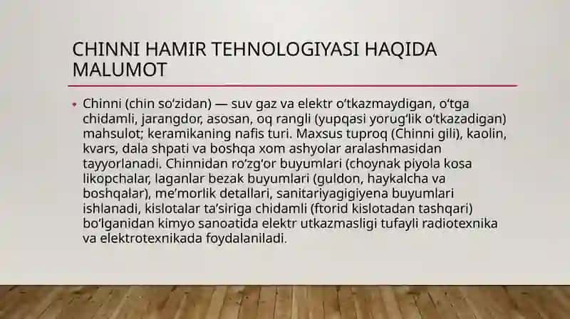 Chinnixamir bilan ishlashtehnologiyasi 2