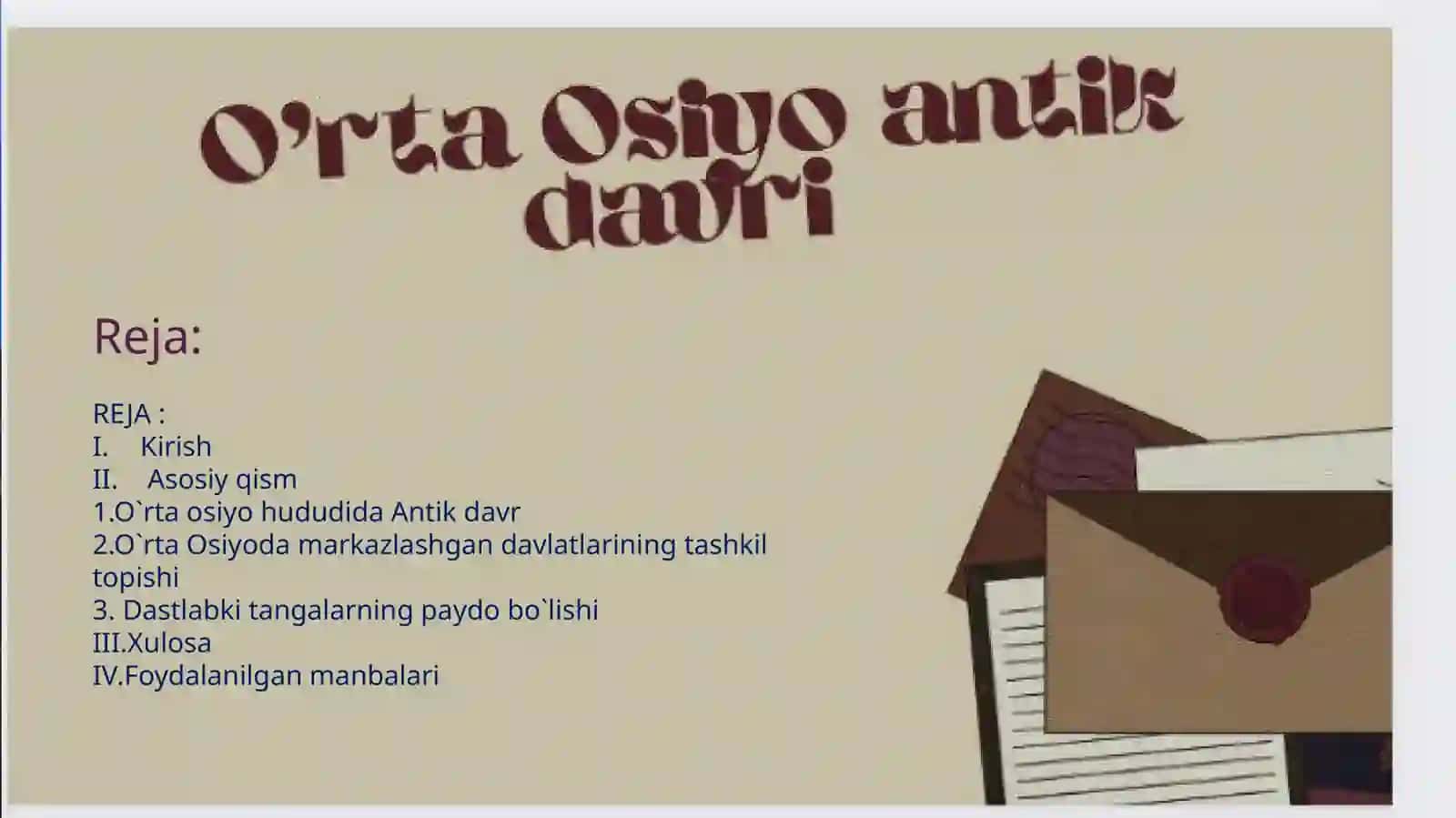 O`rta osiyo antik davri moddiy madaniyati bajardi 2