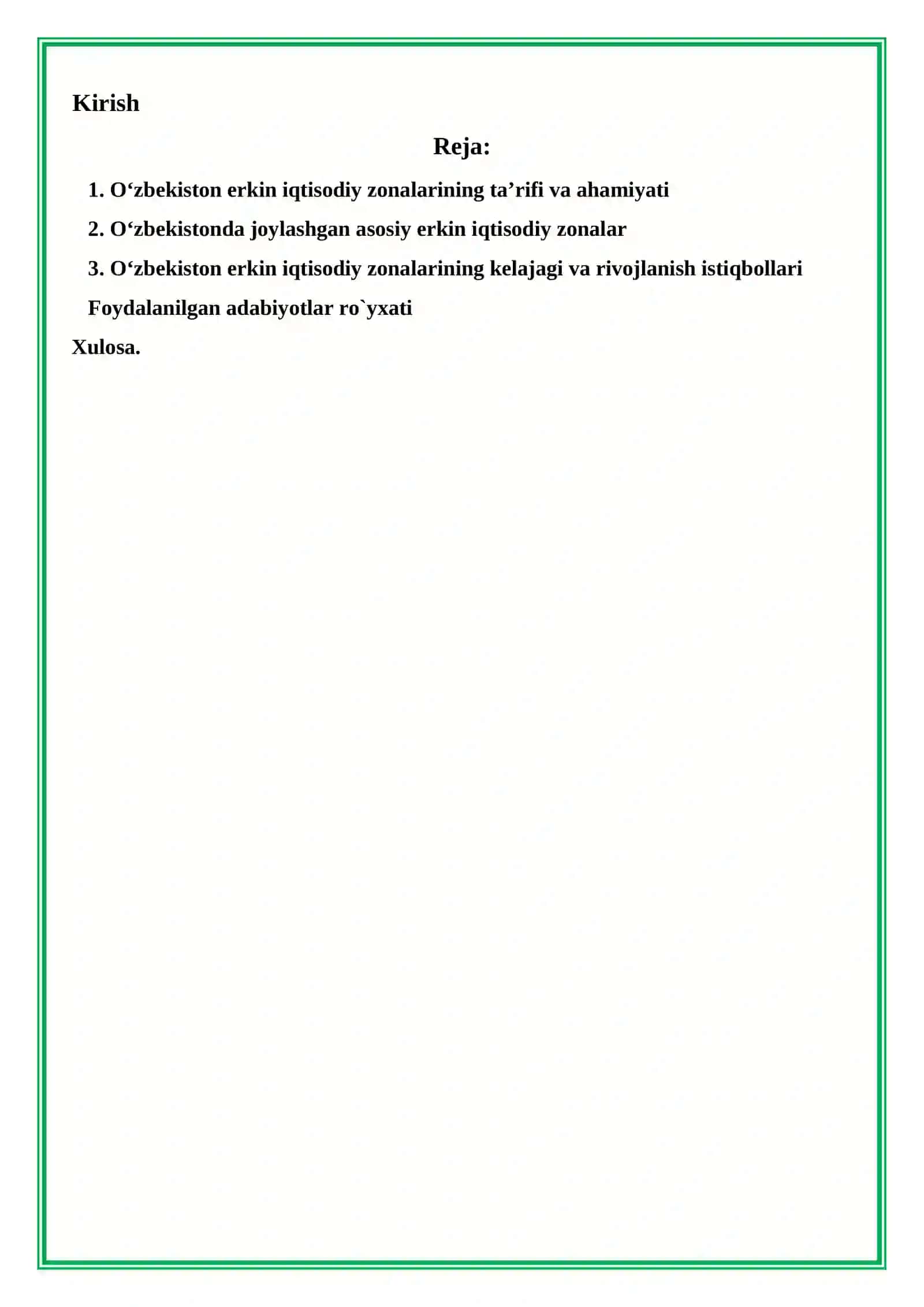 O‘zbekiston Erkin Iqtisodiy Zonalarini O‘rganish 2