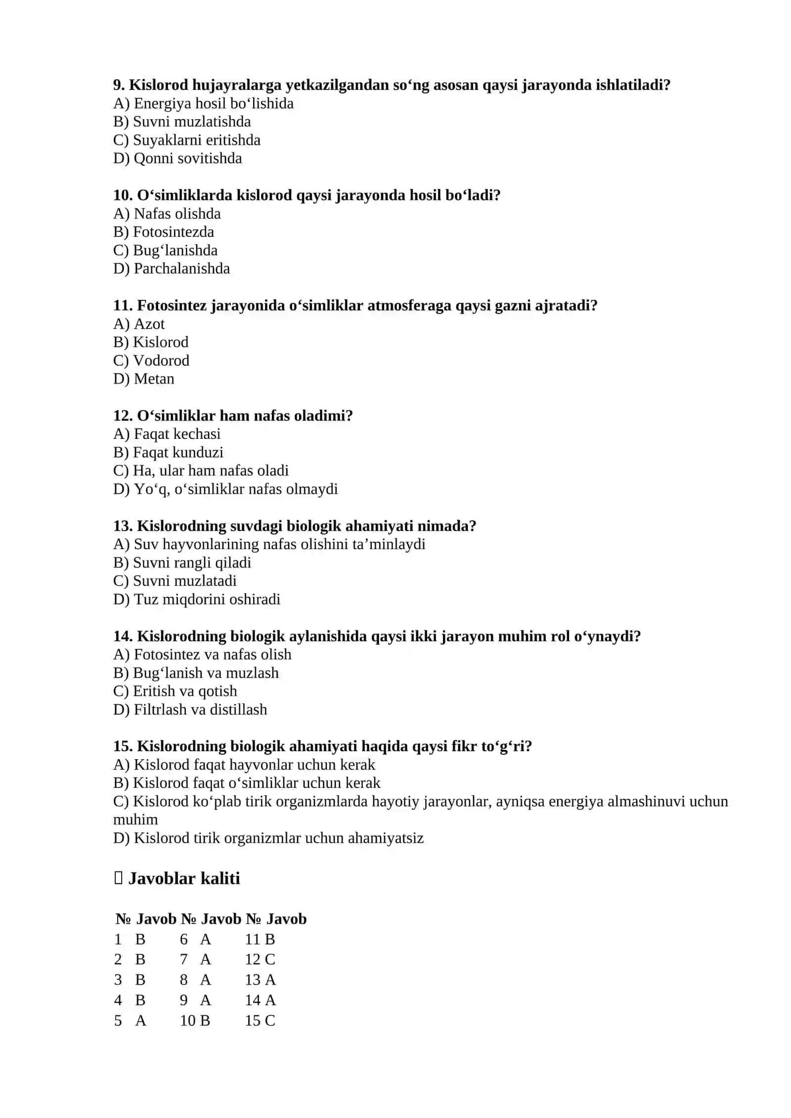 Kislorodning biologik ahamiyati 2