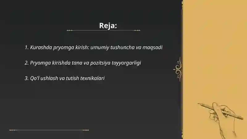 Kurashda pryomga kirish 2