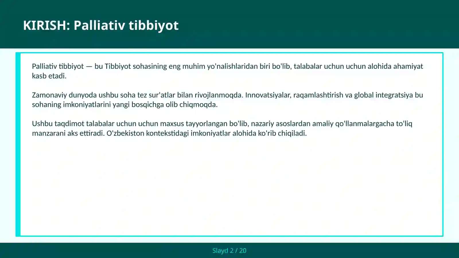 Palliativ Tibbiyot 2