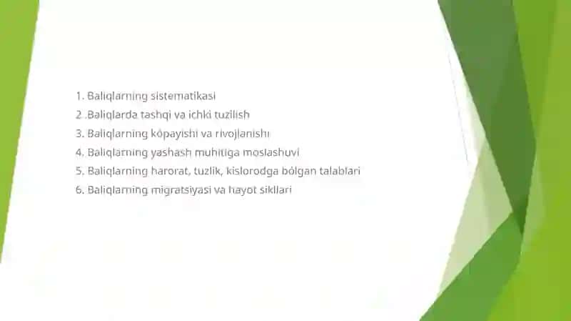 Baliqlarning Sistematikasi 2