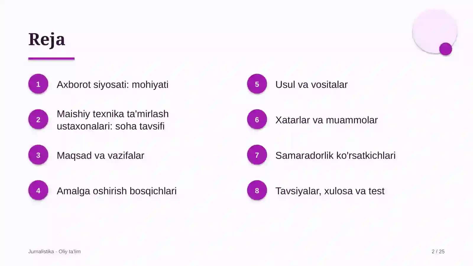 Maishiy texnika ta'mirlash ustaxonalarida axborot siyosati 2
