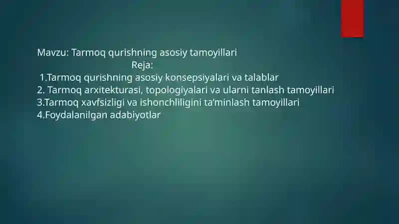 Tarmoqqurishning asosiy tamoyillari 2