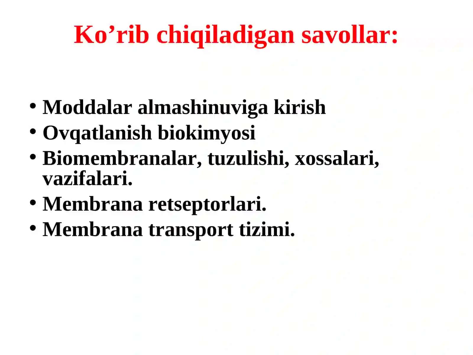 TIBBIYVАBIОLОGIKKIMYOKАFЕDRАSI*BIОKIMYO* 2