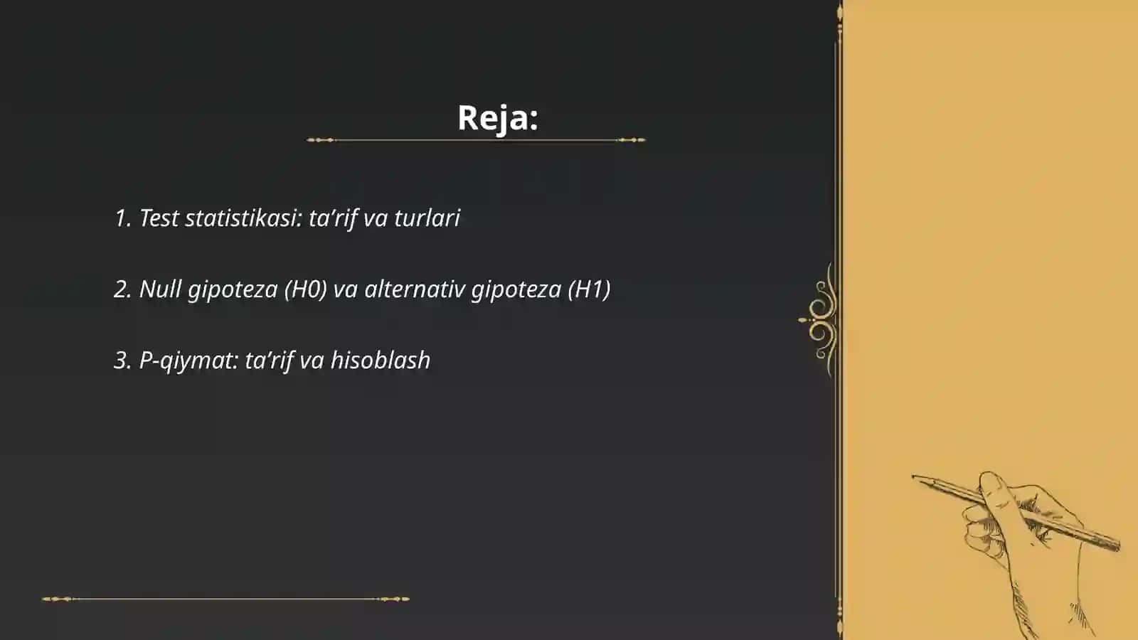 Test statistikasi, p-qiymat va qaror qabul qilish 2