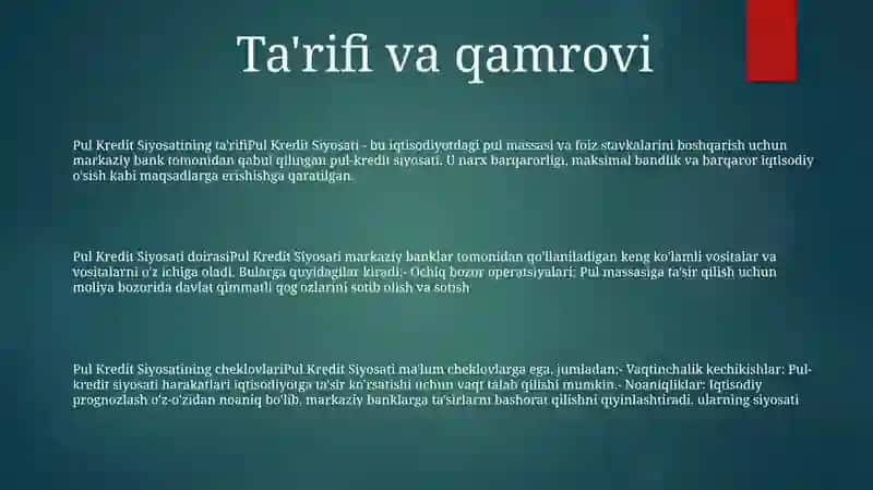 Pul Kredit Siyosati 2